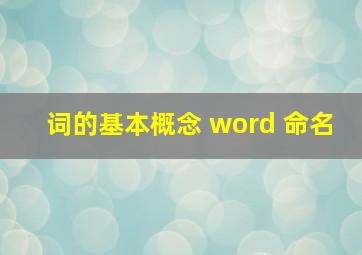 词的基本概念 word 命名